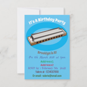 Harmonica cartoon illustration invitation