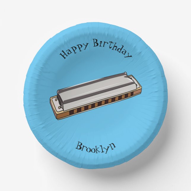 Harmonica cartoon illustration paper bowls (Front)