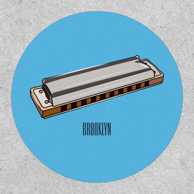 Harmonica cartoon illustration patch (Front)