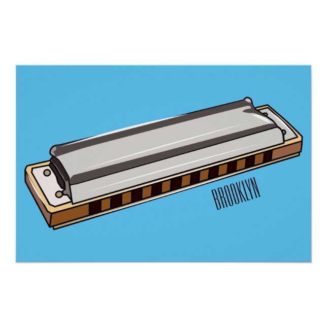 Harmonica cartoon illustration poster (Front)