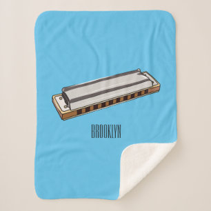 Harmonica cartoon illustration sherpa blanket