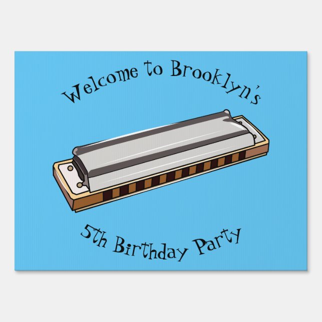 Harmonica cartoon illustration sign (Front)
