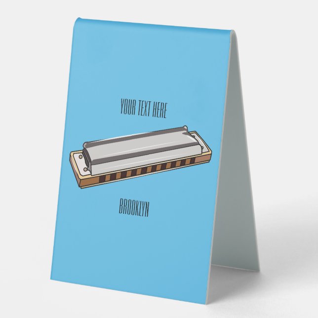 Harmonica cartoon illustration table tent (Front)
