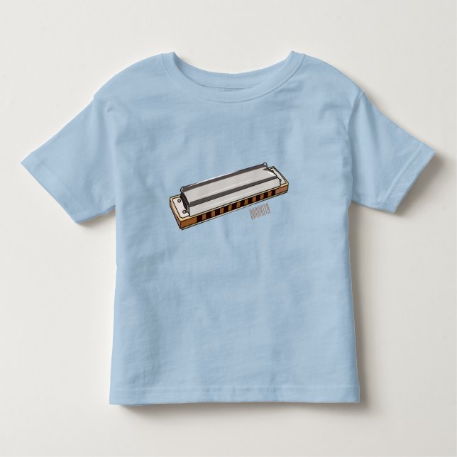 Harmonica cartoon illustration toddler t-shirt (Front)