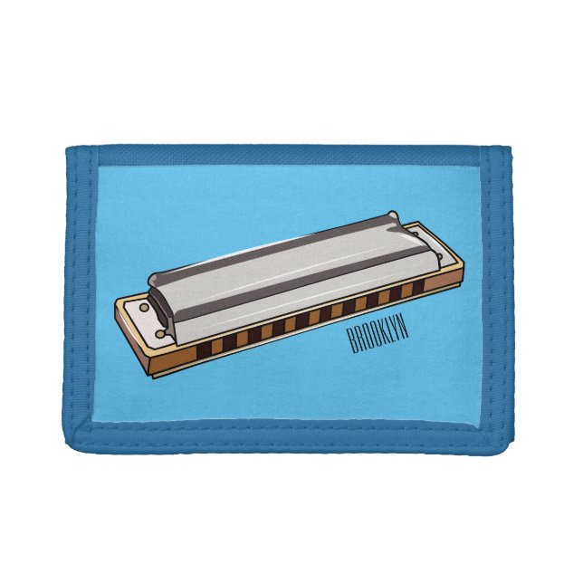Harmonica cartoon illustration trifold wallet (Front)