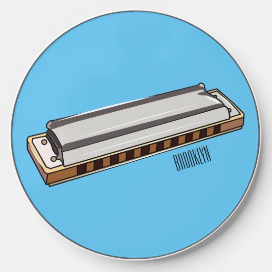 Harmonica cartoon illustration wireless charger 