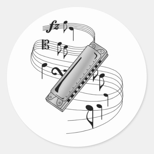 Harmonica Classic Round Sticker