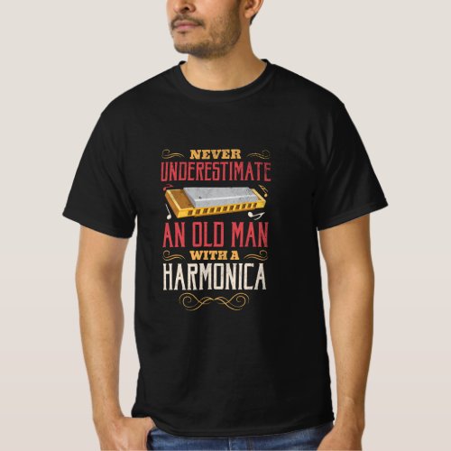 Harmonica Funny Vintage Retro Harmonica Player Gif T_Shirt