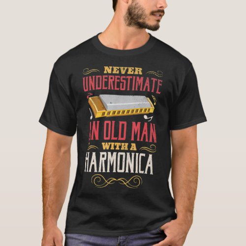 Harmonica Funny Vintage Retro Harmonica Player T_Shirt