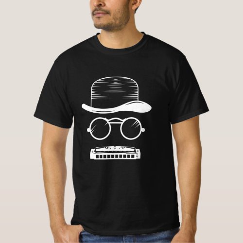 Harmonica Hat Music Instrument Blues T_Shirt