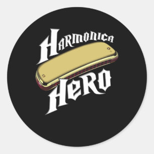 Harmonica Hero Instrument Band Blues Music Gift Classic Round Sticker