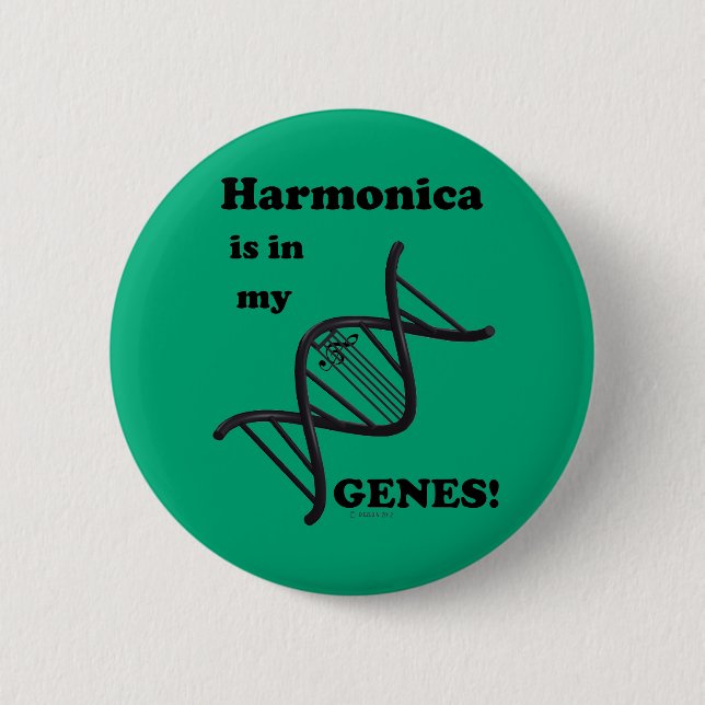 Harmonica Is In My Genes Button (Front)