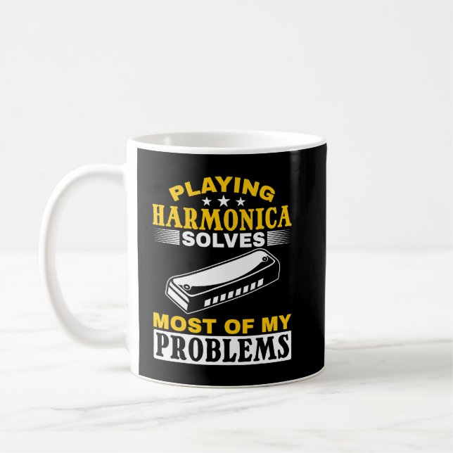 Harmonica Lover Playing Harmonica Solves Most Of M Coffee Mug (Left)