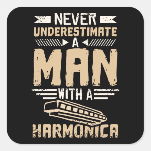Harmonica Man Square Sticker
