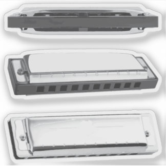 Harmonica Mouth Organ Blues Harp Sticker Set