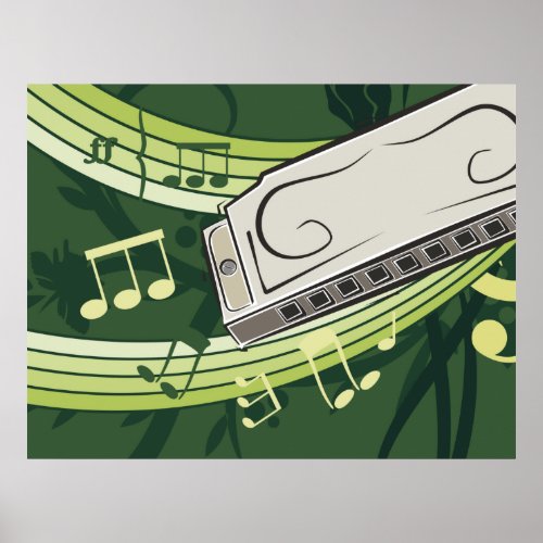 Harmonica Music Poster