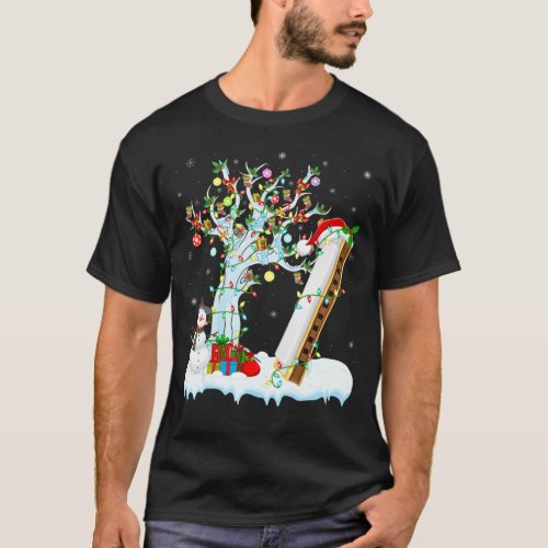 Harmonica Music Xmas Tree Lighting Santa Harmonica T_Shirt