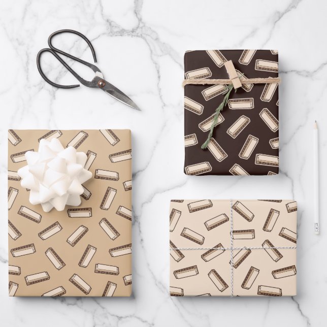 Harmonica Pattern Wrapping Paper Sheets (Front)