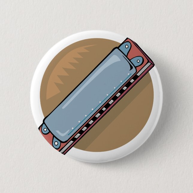 harmonica pinback button (Front)