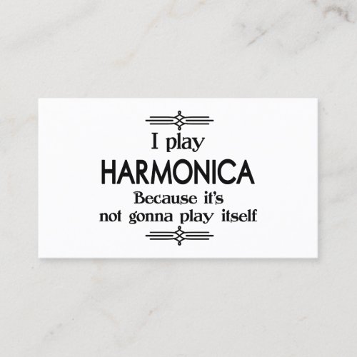 Harmonica _ Play Itself Funny Deco Music Business Card