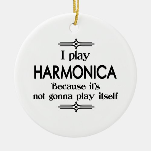 Harmonica _ Play Itself Funny Deco Music Ceramic Ornament