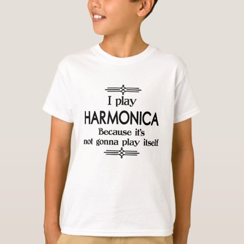 Harmonica _ Play Itself Funny Deco Music T_Shirt