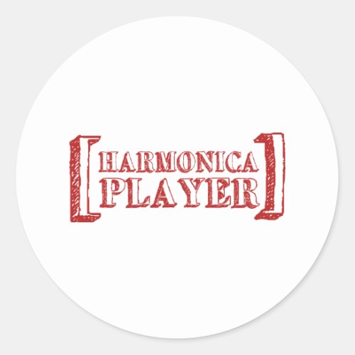 Harmonica Player Classic Round Sticker