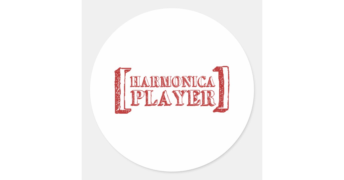 Harmonica Player Classic Round Sticker | Zazzle