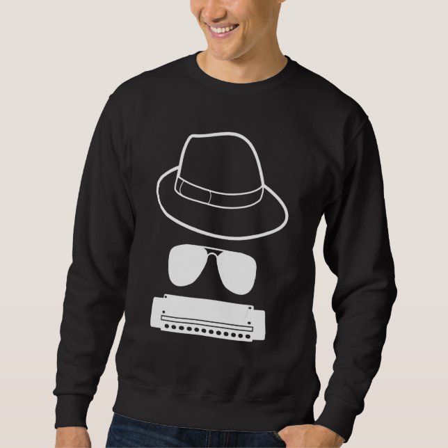 Harmonica Player Hat And Sunglasses Sweatshirt (Front)