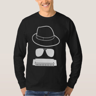 Harmonica Player Hat And Sunglasses T-Shirt