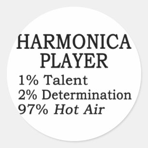 Harmonica Player Hot Air Classic Round Sticker
