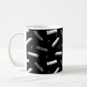 Harmonica Player Mouth Organ Music Notes Pattern Coffee Mug