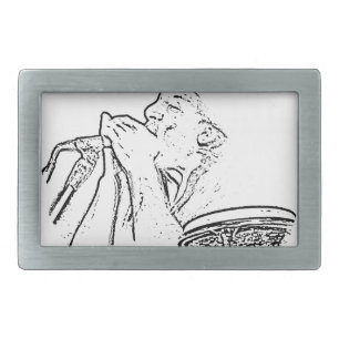 Harmonica Player with drum outline Rectangular Belt Buckle