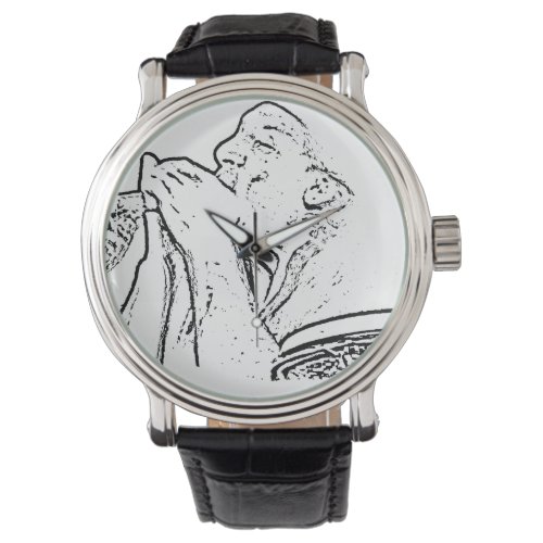 Harmonica Player with drum outline Watch