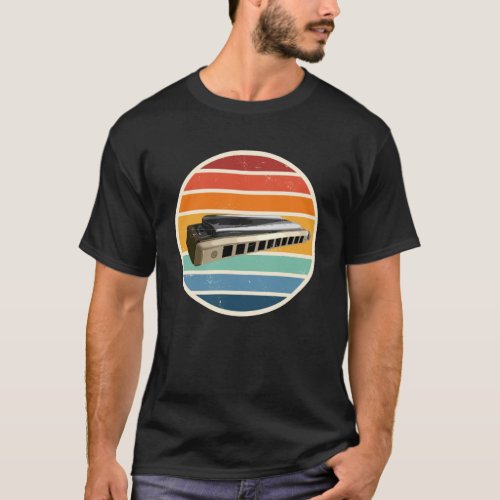 Harmonica Retro Music Instrument Blues T_Shirt