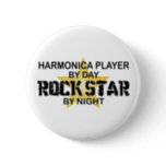 Harmonica Rock Star by Night Pinback Button