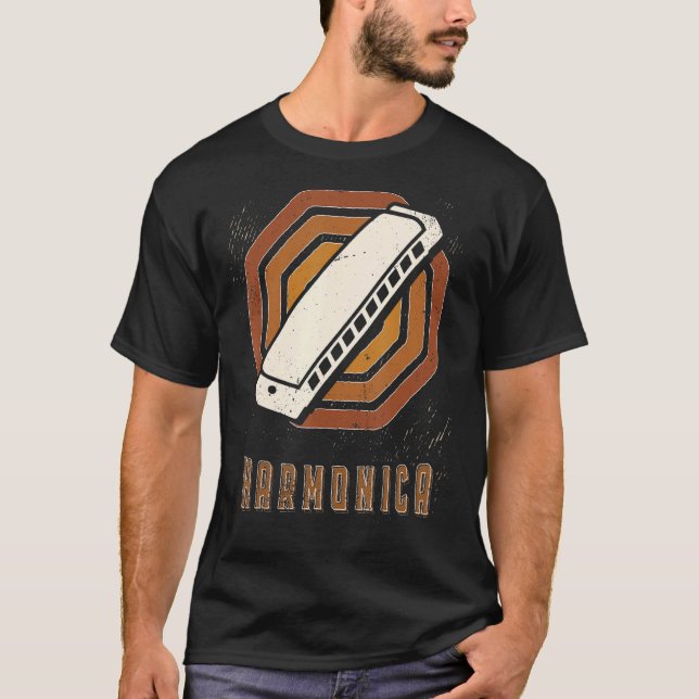 Harmonica Vintage Retro Classic Music Love T-Shirt (Front)