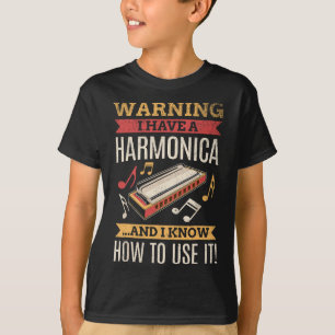 Harmonica Vintage Retro Funny Harmonica Player Gif T-Shirt