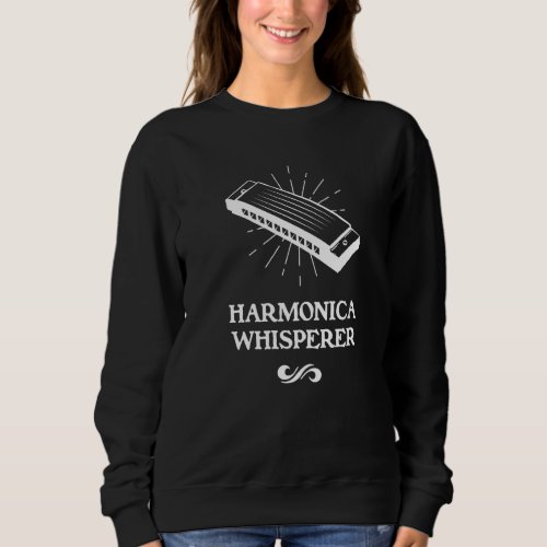 Harmonica Whisperer Graphic Retro Cool Music Instr Sweatshirt