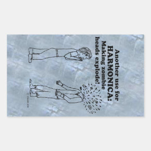 Harmonica Zombie Explode Rectangular Sticker