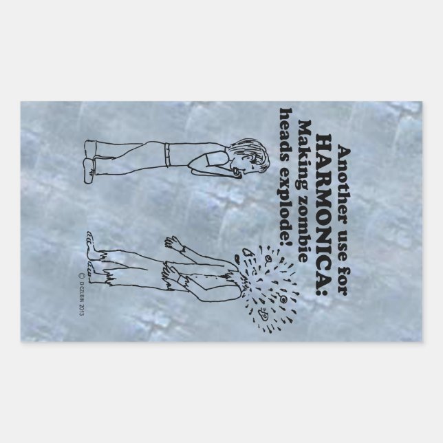 Harmonica Zombie Explode Rectangular Sticker (Front)