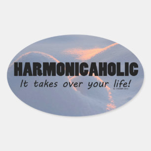 Harmonicaholic Life Oval Sticker