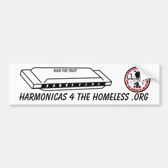 Harmonicas for the Homeless Bumper Sticker (Front)