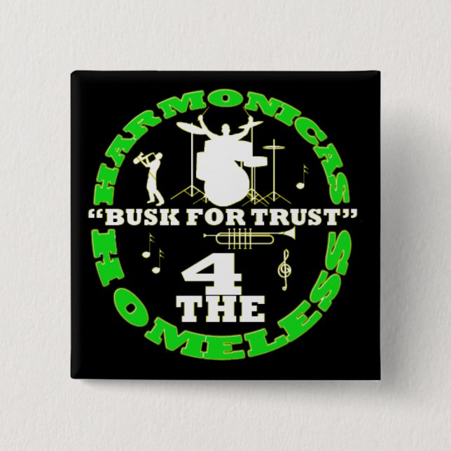 Harmonicas for the Homeless Button (Front)