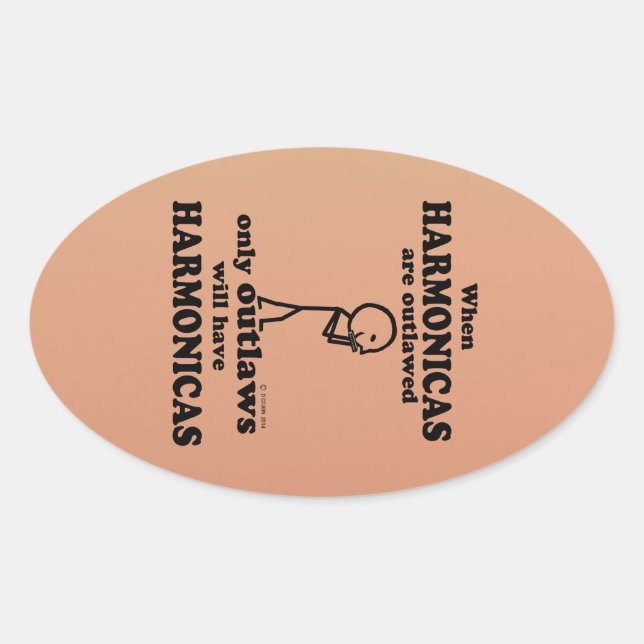 Harmonicas Outlawed Oval Sticker (Front)