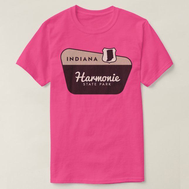 Harmonie State Park Indiana Welcome Sign T-Shirt (Design Front)