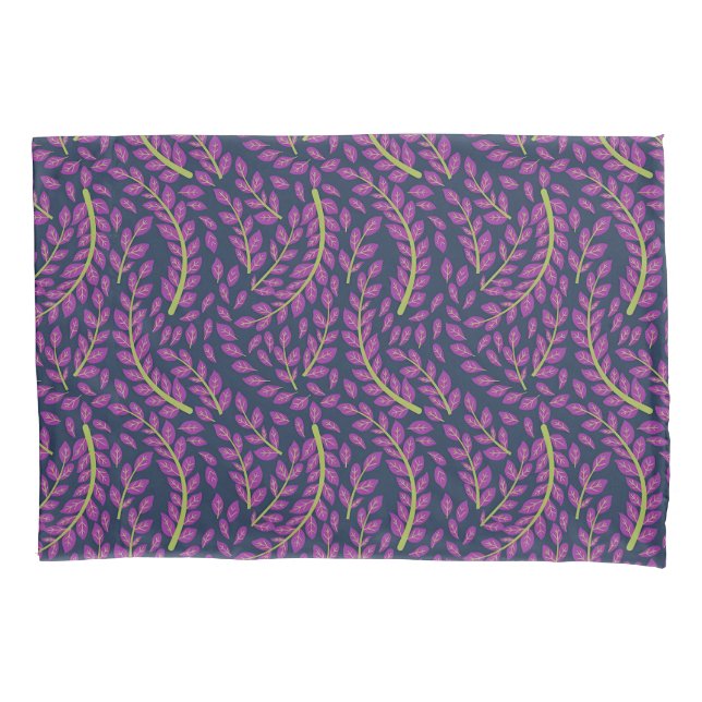 Harmonious Botanical Art on Dark Blue Background Pillow Case (Front-Left)