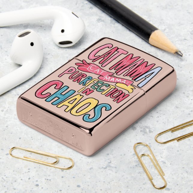 Harmonious Chaos: Cat Mama Finds Perfection Zippo Lighter (On Table 2)