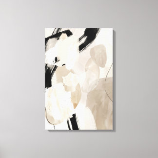 Harmonious Neutral Abstract with Charcoal Details Canvas Print