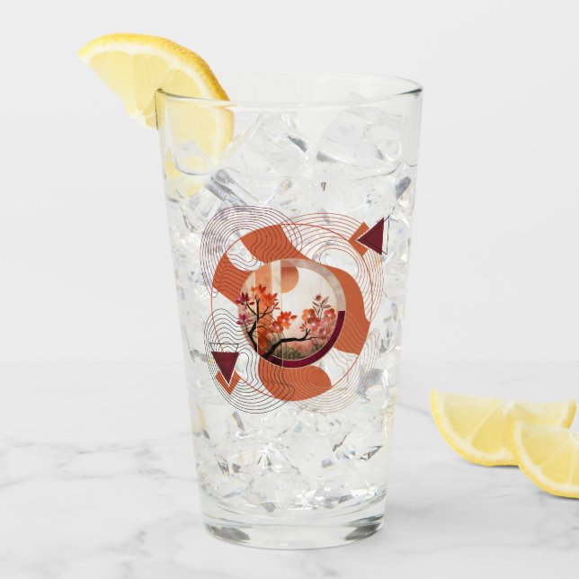 Harmonious Orange Blossom Circles Glass (Front Ice)